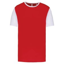 PROACT PA4023 kétszínű rövid ujjú környakas unisex sportpóló Proact, Sporty Red/White-2XL férfi póló