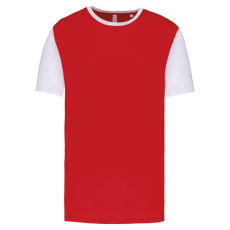PROACT PA4023 kétszínű rövid ujjú környakas unisex sportpóló Proact, Sporty Red/White-M