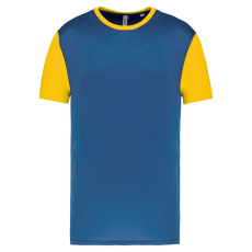 PROACT PA4023 kétszínű rövid ujjú környakas unisex sportpóló Proact, Sporty Royal Blue/Sporty Yellow-M
