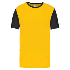 PROACT PA4023 kétszínű rövid ujjú környakas unisex sportpóló Proact, Sporty Yellow/Black-XS