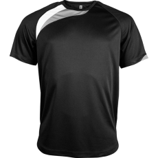 PROACT PA436 unisex rövid ujjú kereknyakú sportpóló színes panelekkel Proact, Black/White/Storm Grey-XL