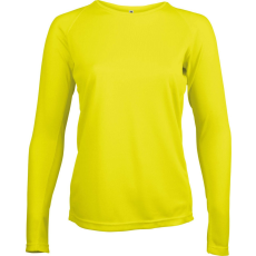 PROACT PA444 Női hosszú ujjú kereknyakú sportpóló Proact, Fluorescent Yellow-L