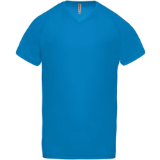 PROACT PA476 V-nyakú férfi rövid ujjú sportpóló Proact, Aqua Blue-M
