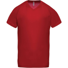 PROACT PA476 V-nyakú férfi rövid ujjú sportpóló Proact, Red-XL férfi póló