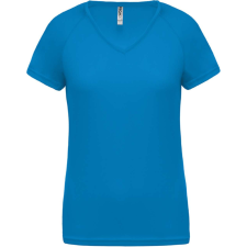 PROACT PA477 Női rövid ujjú V-nyakú sportpóló Proact, Aqua Blue-XL női póló