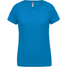 PROACT PA477 Női rövid ujjú V-nyakú sportpóló Proact, Aqua Blue-XS