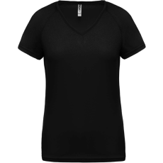 PROACT PA477 Női rövid ujjú V-nyakú sportpóló Proact, Black-XL