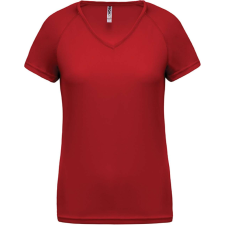 PROACT PA477 Női rövid ujjú V-nyakú sportpóló Proact, Red-XL női póló