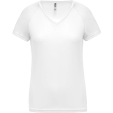 PROACT PA477 Női rövid ujjú V-nyakú sportpóló Proact, White-2XL