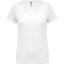 PROACT PA477 Női rövid ujjú V-nyakú sportpóló Proact, White-XL női póló