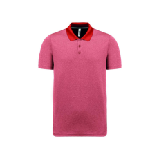 PROACT PA496 unisex rövid ujjú marl galléros sprtpóló Proact, Coral Heather-S