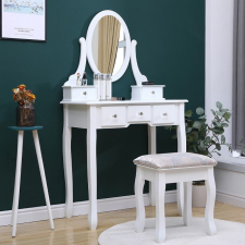 PROCART Fésülködőasztal szett 140x80x40 cm, tükörrel és székkel, 5 fiókkal bútor