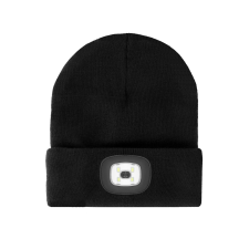 Procera Téli kötött akril sapka LED fénnyel, fekete munkaruha