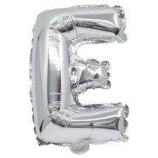Procos Betű formájú fólia lufi ezüst színben – E betű 32cm party kellék