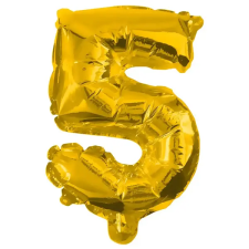Procos Számos fólia lufi arany színben – 5-ös szám 86cm party kellék