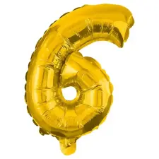 Procos Számos fólia lufi arany színben – 6-os szám 32cm party kellék