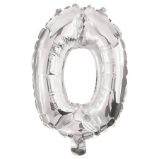 Procos Számos fólia lufi ezüst színben – 0-ás szám 86cm party kellék