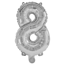 Procos Számos fólia lufi ezüst színben – 8-as szám 32cm party kellék