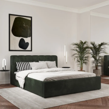 PRODA Almo kárpitozott ágy, 140 x 200 cm, Sötétzöld ágy és ágykellék