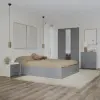 PRODA Malmo V4 hálószoba szett 140 x 200 cm-es ággyal, Fehér tölgy / Antracit