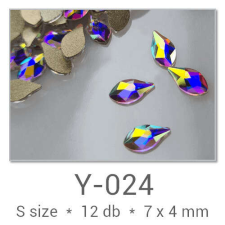 Profinails Profinails forma strasszkövek #Y-024 Crystal AB 12 db (7x4 mm csepp) körömdíszítő