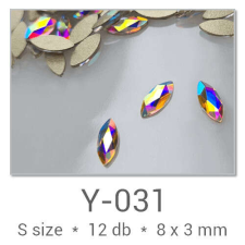 Profinails Profinails forma strasszkövek #Y-031 Crystal AB 12 db (8x3 mm búza) körömdíszítő