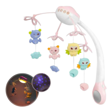  Projektoros kiságyforgó, távirányítóval - rózsaszín bébijáték kiságyra