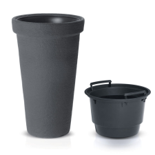 PROSPERPLAST Classic Tower Magasított Kőhatású Virágtartó Antracit 48 cm, 3db-os csomag kerti tárolás