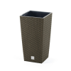 PROSPERPLAST Rato Square ECO Rattan Hatású Kültéri Virágtartó Kávébarna 29x29x55 cm, 3db-os csomag
