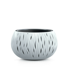PROSPERPLAST Sandy Bowl Dekoratív Kerámia Virágtartó Fehér 37cm Hullámmintás, 2db-os csomag kerti tárolás