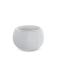 PROSPERPLAST Splofy Bowl Kötött Mintázatú Virágtartó Fehér 29 cm, 4db-os csomag kerti tárolás