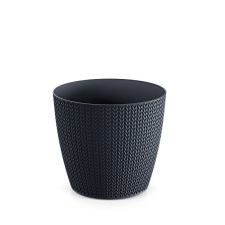 PROSPERPLAST Wheaty Kötött Mintás Virágcserép Antracit 12,8 cm, 10db-os csomag kerti tárolás