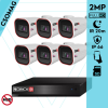  Provision 6 cső kamerás IP megfigyelőrendszer 2MP HD cső biztonsági kamera, 2.8 mm-es fix objektívvel, PoE, beépített mikrofonnal, IR LED 20m, kültéri, fém ház