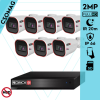  Provision 7 cső kamerás IP megfigyelőrendszer 2MP HD cső biztonsági kamera, 2.8 mm-es fix objektívvel, PoE, beépített mikrofonnal, IR LED 20m, kültéri, fém ház