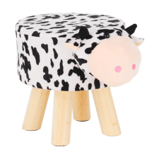  Puff kistehén alakban, Velvet anyag fehér/fekete/natúr, MOLLY bútor