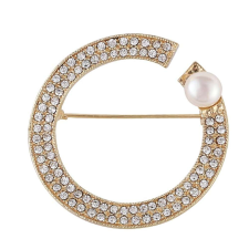 Pufo Elegáns női bross, Elegant Circle, kavicsos modell, arany bross
