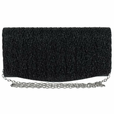 Pufo Elegáns női clutch borítéktáska, Pufo fekete, fényes, 20 cm