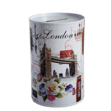  Pufo London dekoratív fém malacka bank, 12 x 8 cm persely