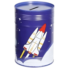 Pufo Metál Piggy Bank Rocket in Space, 13 cm, kék persely