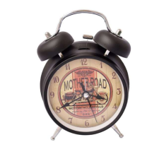  Pufo Motorkerékpár ébresztő asztali óra, fém, 15 cm, fekete ébresztőóra