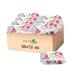 Pufy Fresh Care kupakos nedves törlőkendő gerberával 36x72 db tisztító- és takarítószer, higiénia