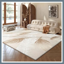 Puha bársony szőnyeg 200x300cm - Krém színű, Toll mintás 601100035954811-200300 lakástextília