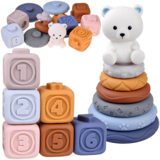 Puha gumi érzékelő blokkok, piramis puzzle mackóval ZA4819 készségfejlesztő