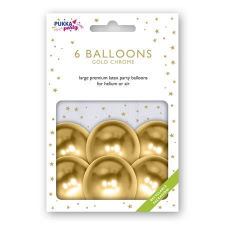 Pukka pad 6db léggömb 30cm metál arany (PTY019) (PTY019) party kellék