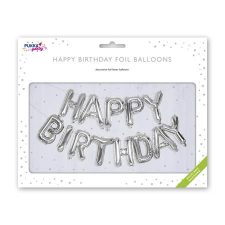 Pukka pad Léggömb, 40 cm, PUKKA PAD &quot;Happy Birthday&quot;, ezüst party kellék
