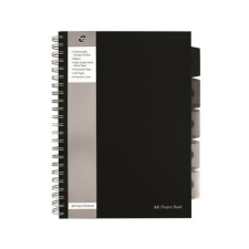 Pukka pad Spirálfüzet, A4, vonalas, 125 lap, PUKKA PAD Black project book, fekete (PUPBA4V) füzet