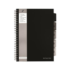 Pukka PUKKA PAD Spirálfüzet, A4, vonalas, 125 lap, PUKKA PAD &quot;Black project book&quot;, fekete füzet