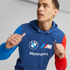 Puma BMW M Motorsport ESS FT férfi kapucnis pulóver, kék-fehér-piros, 2023