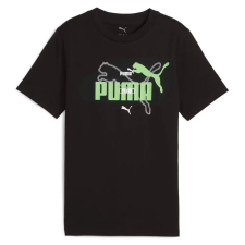 Puma ESS logo LAB Summer junior gyerek póló, fekete-zöld-fehér, S25 gyerek póló