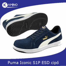 Puma Iconic suede sötétkék S1P ESD munkavédelmi félcipő munkavédelmi cipő